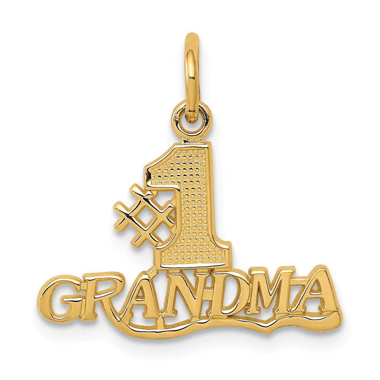 14K Yellow Gold #1 Grandma Charm Grandmother Pendant Jewerly 19mm x 18mm
